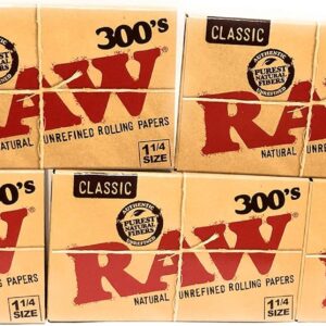 Raw 300 Classic 1.25 1 1/4 Size Rolling Papers 5 Pack = 1500 Leaves