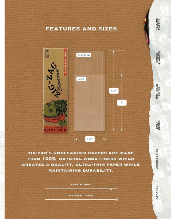 ZIG-ZAG Rolling Papers 1¼ Unbleached (24 Booklets) - 32 Sheets Each - Image 6