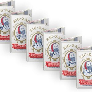 ZIG-ZAG Rolling Papers - Original Kutcorner - 70mm - Easy to Use - Natural Gum Arabic - Slow Burning (6 Pack)