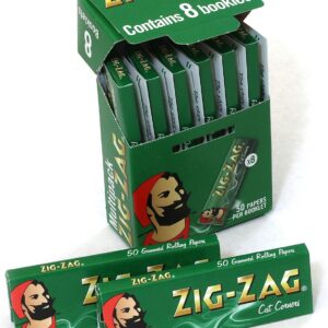 ZIG-ZAG, 8 booklets x Green Cut Corners Regular Size 70mm Multipack of Papers
