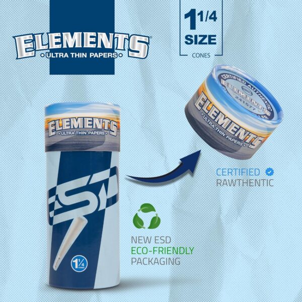 RAW - Elements Ultra Thin Rolling Paper Cones 1 1/4 | 100 Pack | Pre Rolled with Tips and Packing Tubes Included - Image 5