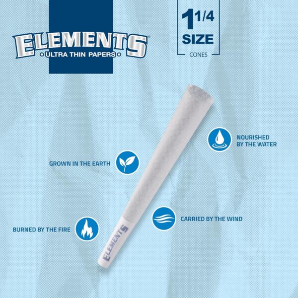 RAW - Elements Ultra Thin Rolling Paper Cones 1 1/4 | 100 Pack | Pre Rolled with Tips and Packing Tubes Included - Image 4
