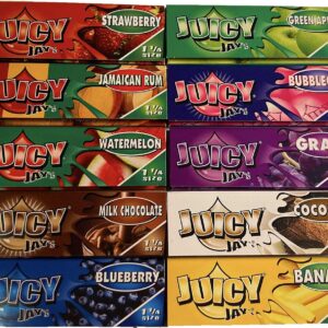 Juicy Jay 10 Pack Mixed Flavor 1 1/4 Size Flavored Rolling Paper 32 Count