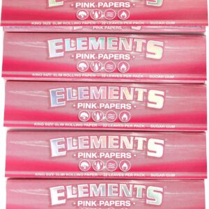 Elements Ultra thin King Size Slim PINK rolling paper - 5 booklets / 160 papers