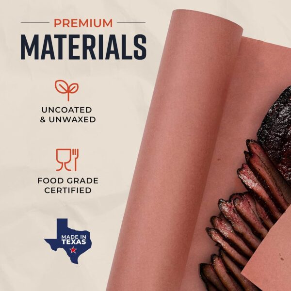 Bryco Goods Pink Butcher Paper Roll with Dispenser Box, 18" x 175' (2100”) Food-Grade Peach Butcher Paper for Smoker, BBQ, Grilling, Smoking Meat - USA Made - Unbleached, Uncoated and Unwaxed - Image 2
