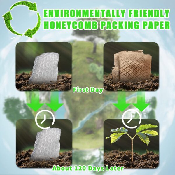 Honeycomb Packing Paper, MINHAO 15"x400' Eco Friendly Packing Paper for Moving Recyclable Honeycomb Paper Moving Supplies Bubble Paper Wrapping Protective Roll, With 36 Fragile Sticker Labels - Image 4
