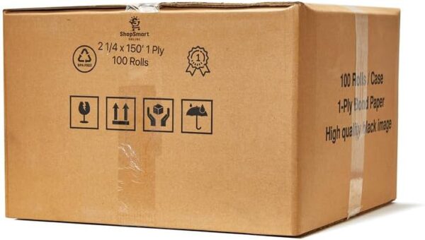 [Pack of 100 Rolls] Adding Machine Tape/Calculator Paper Rolls 2-1/4 x 150 Feet 1 Ply White Bond Paper for El-1750 1801 P23 Printing Calculator 10 Key - Image 6