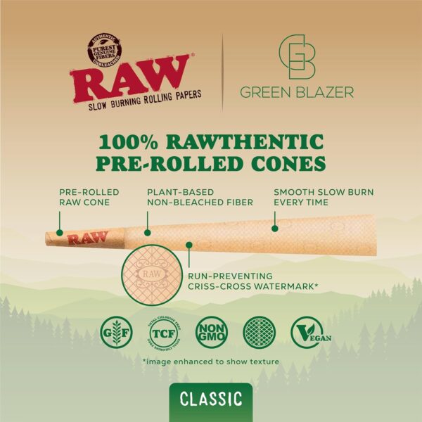RAW Cones 98 Special 100 Pack Patented Slow Burning Pre Rolled Cones Rolling Papers & Tips – All Natural Classic Rawthentic Paper, 98mm - Image 4