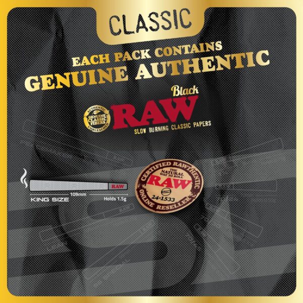 RAW Black Cones King Size - 50 Pack - Slow Burning Pre Rolled Cones - Rolling Paper Pressed Extra Fine for Thin, Naturally Translucent Paper with Tips & Packing Tubes Included - Image 5