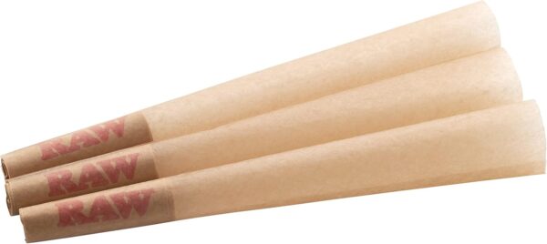 RAW Cones 1 1/4 Size: 250 Pack Rawthentic Slow Burning Pre Rolled Rolling Papers & Tips, Classic Raw Paper, 84mm, Green Blazer Loader - Image 2