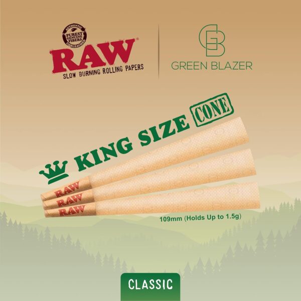 Raw Cones King Size Classic: 200 Pack - Patented Slow Burning Pre Rolled Papers & Tips - All Natural Raw Paper - Image 6