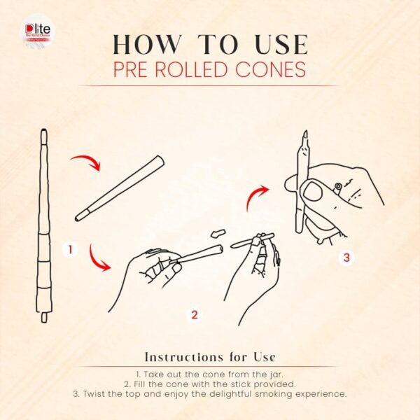 Dlite King Size Pre-Rolled Cones, 100 Pack, 109 MM, Unbleached Natural Rolling Paper, Vegan, Classic Pre rolled paper with Tip, Includes Packing stick - Image 4