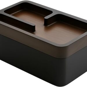 Revov Tray Box, EDC Valet Tray Box with Authentic Wood Magnetic Rotating Lid, Office Table, EDC Gear Organizer, Home Office, Desk Accessories (Black)