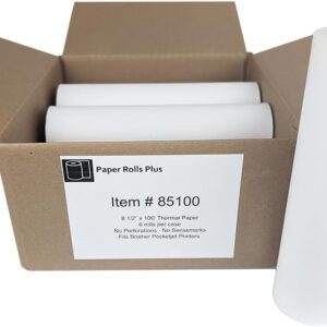 8 1/2" x 100' Brother Thermal Paper - Fits: PocketJet 6, 7, 8 Series Printers - 6 Rolls/Case