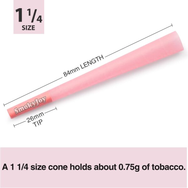 100 Pack 1 1/4 Size Cones - Pre Rolling Rolled Preroll Pre Rolls Papers Cone - Cones with Filter Tips and Packing Tubes Included, Pink - Image 5