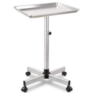 Salon Tray Cart,Aluminum Instrument Tattoo Trolley Tray with Wheels Adjustable Height,Height Adjustble Hair Color Storage Tray Cart