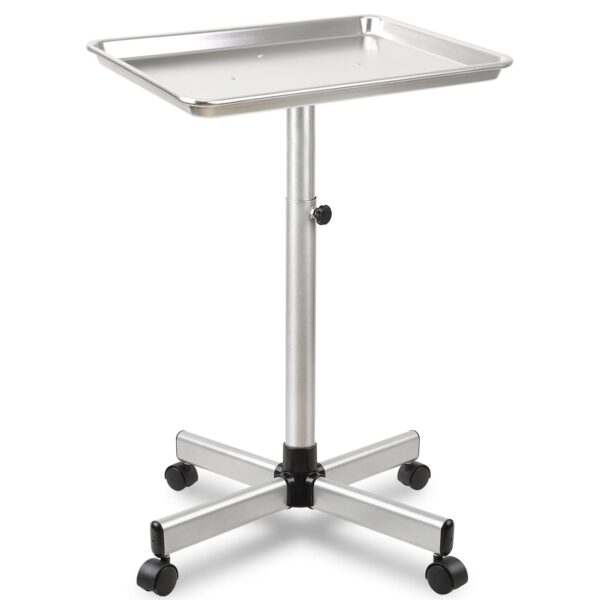 Salon Tray Cart,Aluminum Instrument Tattoo Trolley Tray with Wheels Adjustable Height,Height Adjustble Hair Color Storage Tray Cart