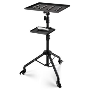 Noverlife Salon Tray Cart on Wheels with Storage Platform, Tattoo Rolling Tray Height Adjustable Salon Service Cart, Iron SPA Rolling Trays Portable Tattoo Table Stand for Dental