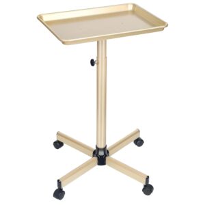 Salon Tray, Champagne Gold Salon Rolling Tray with Adjustable Height, Hair Stylist Tray, Suitable for Tattoo Tray and Dental Tray