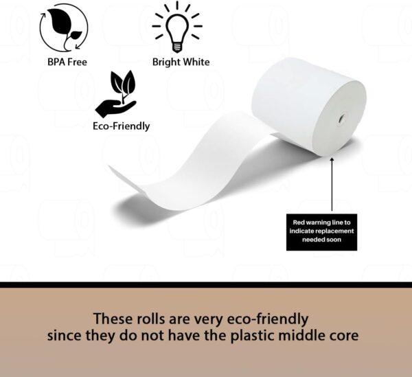 3 1/8 x 190 Thermal Receipt Paper Rolls For Most POS Systems and Receipt Printers, Compatible With Clover Station, Square Station, Toast Station, TM-T88, TSP Series (30 Rolls) - Image 6