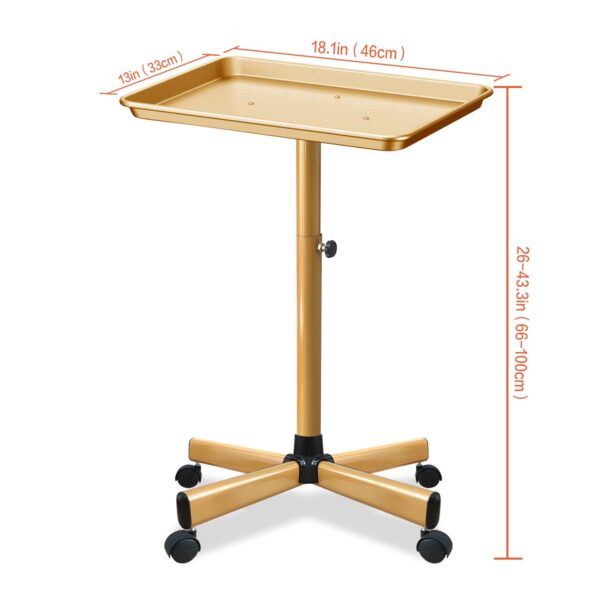 Premium Aluminum Salon Tray, Sturdy Corrosion-Resistant Adjustable Tray is Used for Salon Tray on Wheels, Salon Tool/Color Tray, Beauty Spa Tray, Dentist Tray, Etc.…(Gold) - Image 5