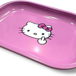 Pink Rolling Tray Anime Ash Tray for Girls Cute Ashtray Premium Metal Kawaii Home Decor Gold Plating Cute Jewelry Holder Japanese Decorative Plate Serving Plate(CAT F)