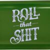 Small Mini Rolling Tray Metal Decorative Tray Green with Round Edges 7"x4.9"