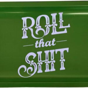 Small Mini Rolling Tray Metal Decorative Tray Green with Round Edges 7"x4.9"