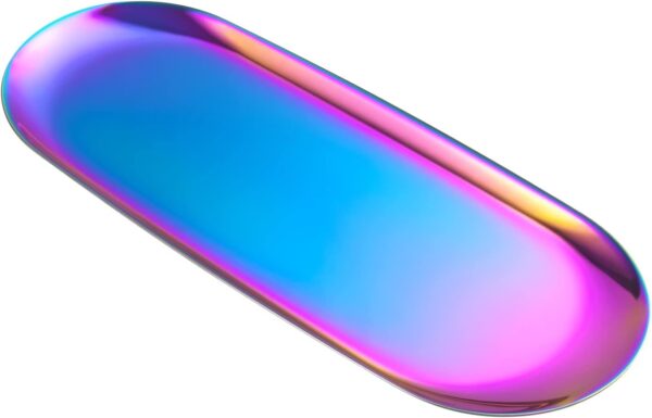 Rainbow Oval Stainless Steel Tray – Mini Coffee Table Tray for Jewelry, Cosmetics & Candles | Vacuum Coating – No Fading, No Discoloration