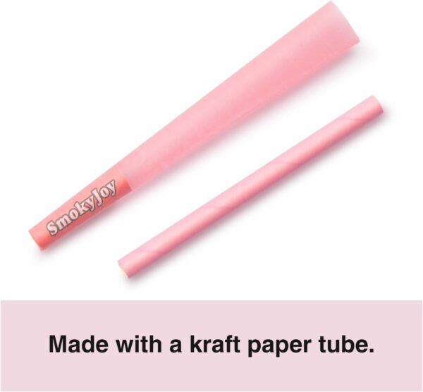 100 Pack 1 1/4 Size Cones - Pre Rolling Rolled Preroll Pre Rolls Papers Cone - Cones with Filter Tips and Packing Tubes Included, Pink - Image 4