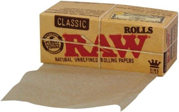 Raw Rolls Classic Rolling Paper King Size 55mm 3 Meter (9') Full Box of 12 Pack - Image 2