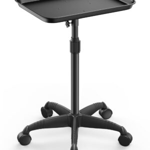 Salon Tray, Adjustable Height Salon Rolling Tray Cart with Wheels, Aluminum Hairstylist Color Tattoo Tray with Wheels for Salon&Spa Use(36inch)