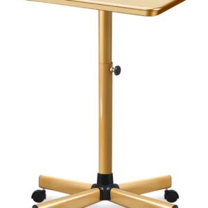 Salon Tray, Golden Salon Tray, Tattoo Tray on Wheels, Metal Dental Rolling Tray, Services Tray Height-Adjustable, Tattoo Tray, Medical Tray, Dental Tray（Golden）