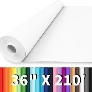 36" x 2520" (210') White Wrapping Paper Jumbo Rolls, White Kraft Paper Roll, Easel Painting Drawing Paper Roll Art Supplies, Gift Wrapping Chart Poster Bulletin Board Paper Roll 80GSM 55LB