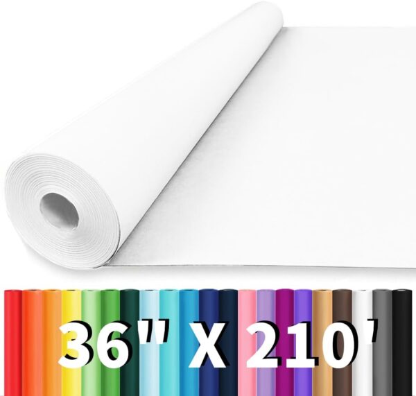 36" x 2520" (210') White Wrapping Paper Jumbo Rolls, White Kraft Paper Roll, Easel Painting Drawing Paper Roll Art Supplies, Gift Wrapping Chart Poster Bulletin Board Paper Roll 80GSM 55LB