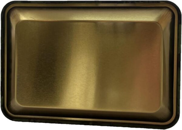 Small Mini Rolling Tray Metal Decorative Tray Green with Round Edges 7"x4.9" - Image 2