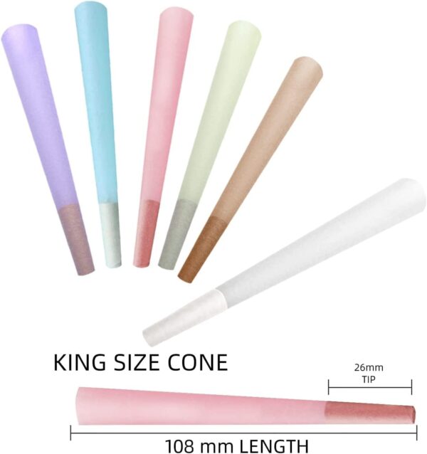 Colorful Pre Rolled Cones | Colorful Rolling Papers |100 Pack（4.2inches/108mm) Colorful King Size Pre Rolled Cones | Pre-Rolled Cones | Rolling Papers Cones | Rolling Paper with Tips | - Image 2