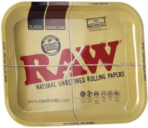 Raw Metal Rolling Tray Large 14 x 11 Inch