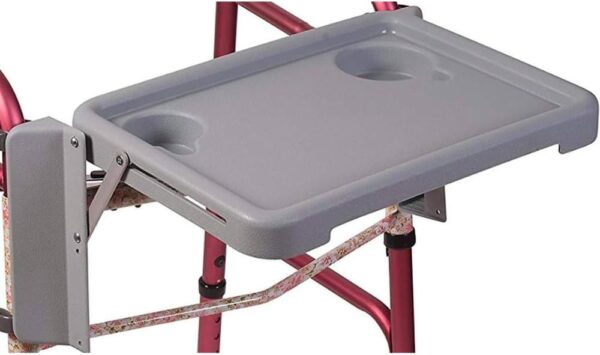 DMI Walker Tray, Rollator Tray, Mobility and Walker Accessory Tray Table Fits Most Standard Walkers, Folding with Two Cup Holders and Tool Free Assembly, 16 x 11.8 inch - Image 3