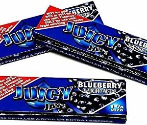 Juicy Jay's Blueberry flavored rolling papers 1 1/4 Size 3 Packs 32 ea Bundle