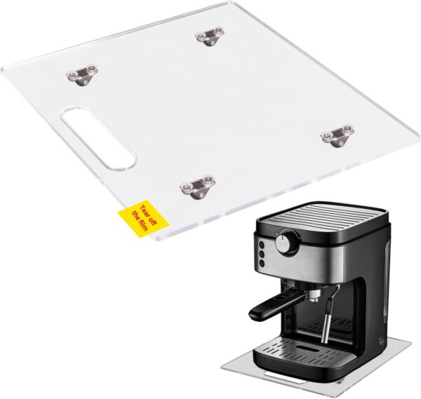 Appliance Sliders for Kitchen Appliances, Sliding Tray for Coffee Maker, Coffee Pot Slider Tray with Rubber Rolling Wheels for Heavy Kitchen Appliances like Blender (colorless, 10"D x 12"W)