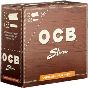 OCB Virgin King Size Slim Unbleached Rolling Paper - 1 Box (Total 1600 Papers)