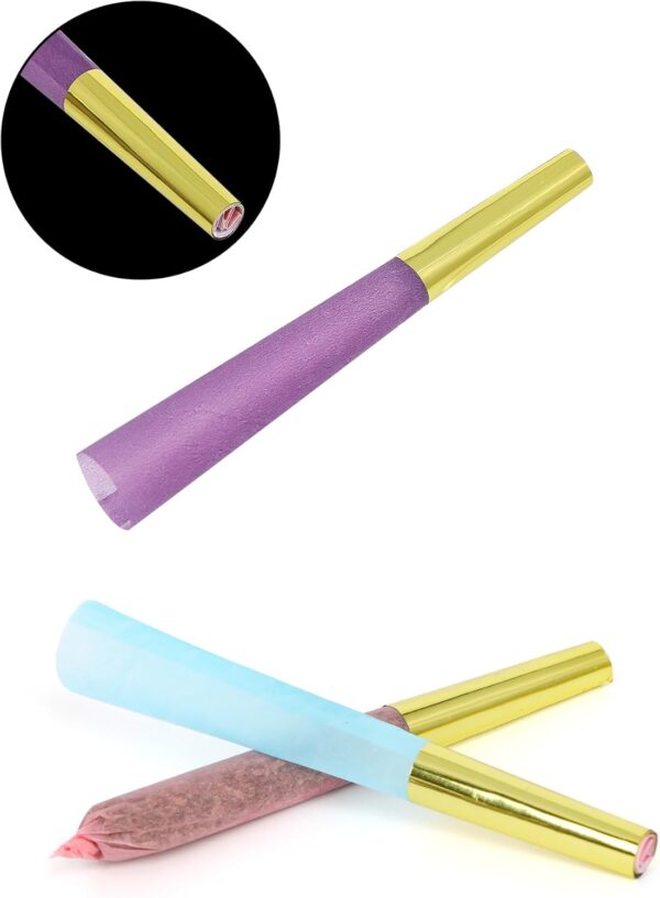 100 PACK Colorful Pre Rolled Cones With Golden Tips, 1 ¼ Size Rainbow Preroll Cones Rolling Papers(Include Loader and Packing Sticks) - Image 4