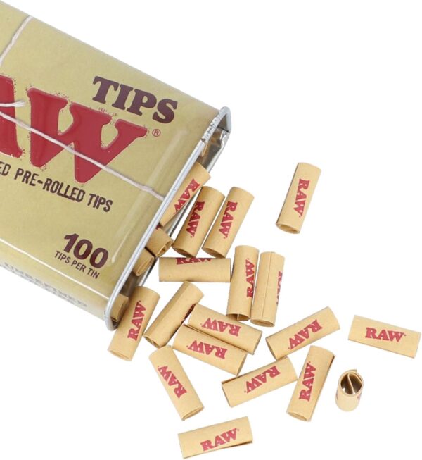 RAW Pre-Rolled Tips + Tin Storage - Single Unit - 100 Tips per Tin - Image 3