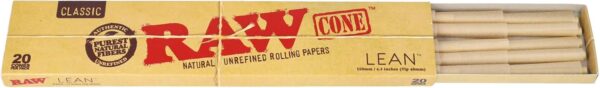 RAW Cones Classic Lean Size | 12 Packs | Natural Pre Rolled Rolling Paper with Tips | 20 Cones per Pack - Image 4