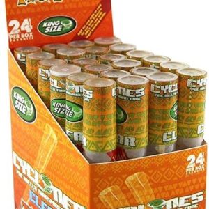 Box 24 Cyclones TIKI TANGO King Size Flavored Pre Rolled Cones Reusable Wood Tip by Cyclones