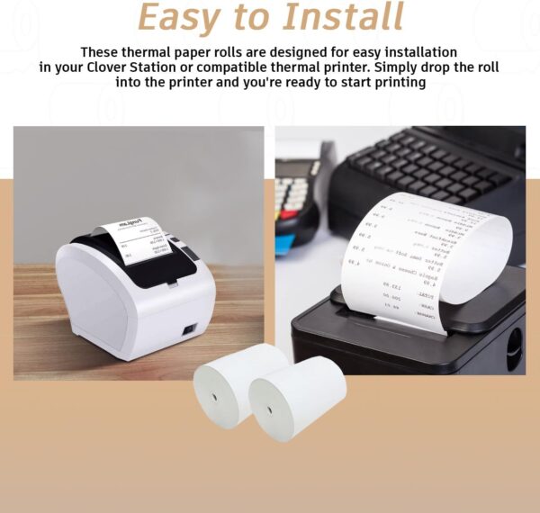 3 1/8 x 190 Thermal Receipt Paper Rolls For Most POS Systems and Receipt Printers, Compatible With Clover Station, Square Station, Toast Station, TM-T88, TSP Series (30 Rolls) - Image 5