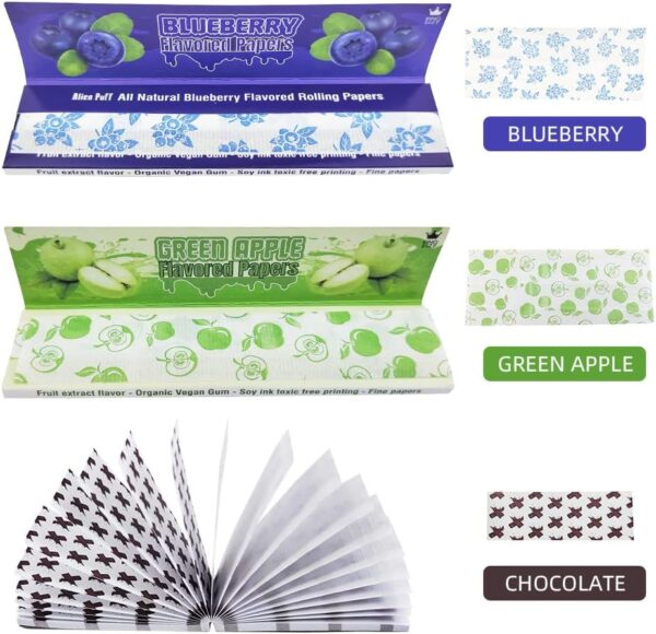 Flavored Rolling Papers, Kingsizeslim 8 Pack Mixed Ultra Thin Rolling Paper, Individual Sealing Bag Strong Smell, Fruit Attraction Fragrance, With Tips - Image 3