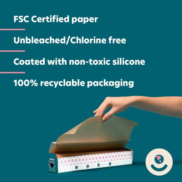 Parchment Paper – Brown Natural Baking Paper Roll - Unbleached FSC Certified – Non-Toxic, Chlorine Free Non-Stick Silicone Coated Oven-Safe Paper, 70 Sq Ft - Image 4