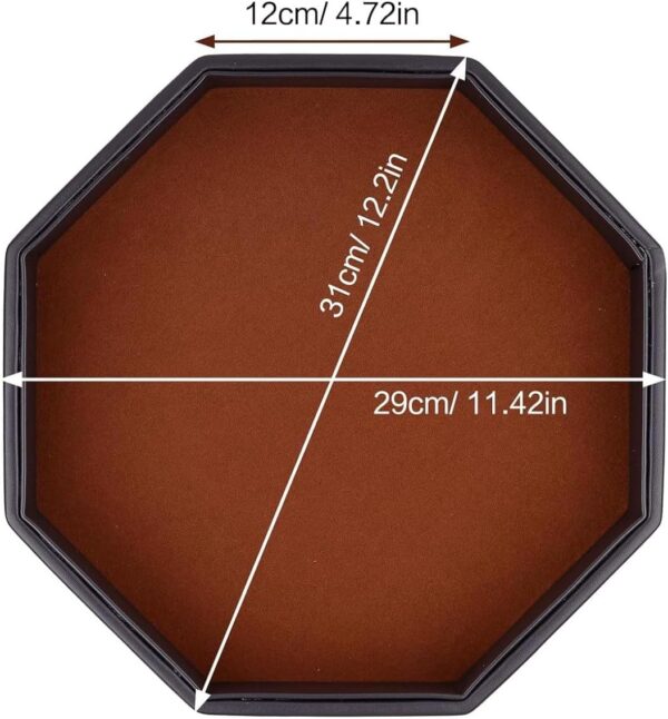 11.5 Inches Dice Rolling Tray, Leather Dice Tray, Felt Lined PU Leather Octagon Dice Tray (Brown) - Image 2